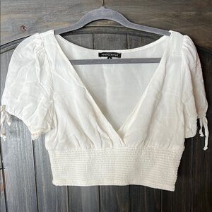 Kendall & Kylie White Smocked Crop Top